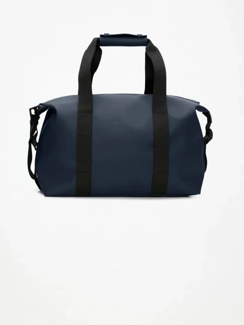 Rains Navy Small Unisex Waterproof Travel Duffel Bag with Black Straps